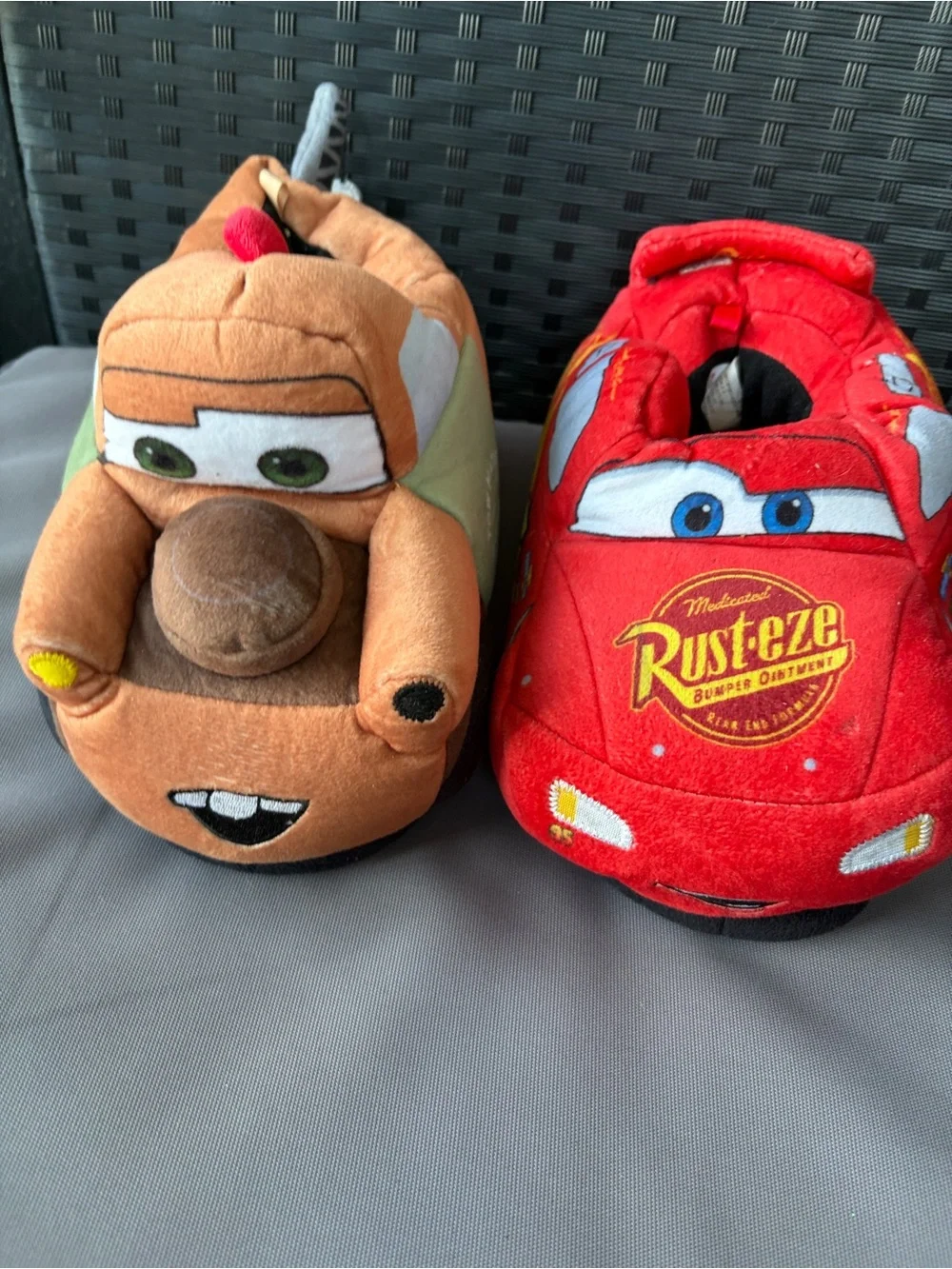 Cars Lightning McQueen & Mater Plush Kids Slippers - Red & Brown